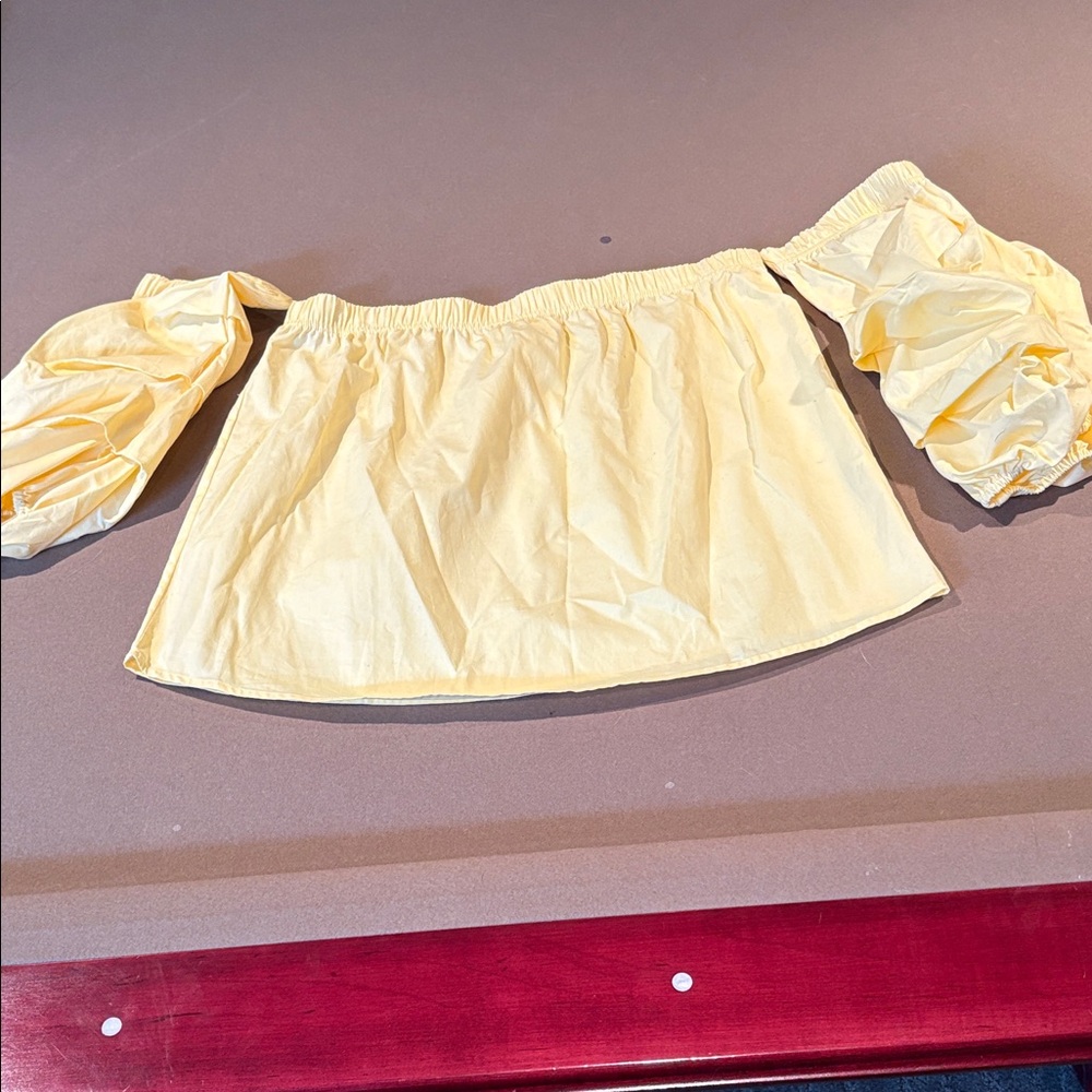 Sweet Wanderer Pale Yellow Off-Shoulder Crop Top